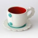 Tazza da tè con piattino / COLOR GEAR / Rosso - Verde Acqua