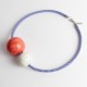 Collana in corda intrecciata con perle: ROSSO - BIANCO